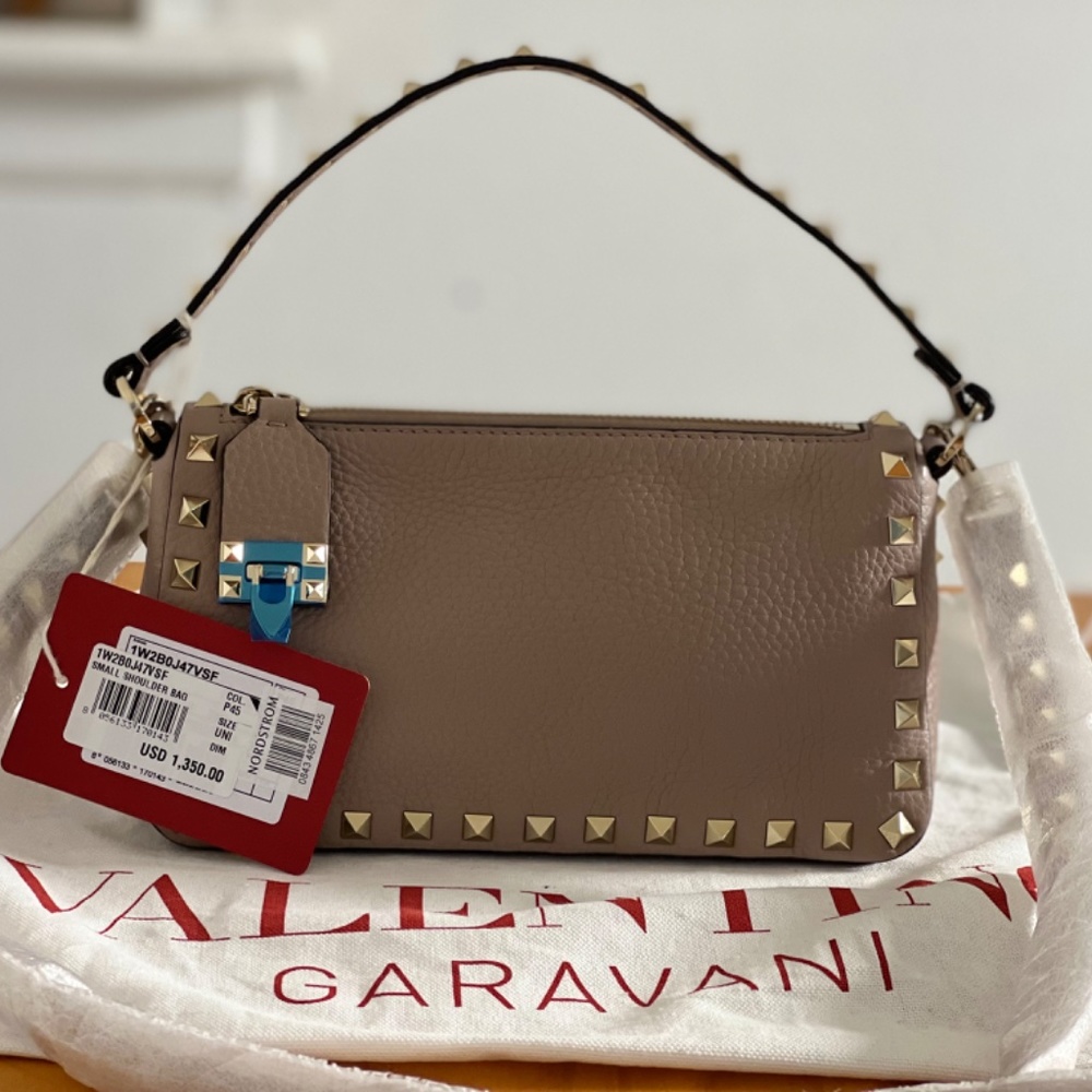 Small Rockstud Leather Shoulder Bag VALENTINO GARAVANI - Picture 4 of 12